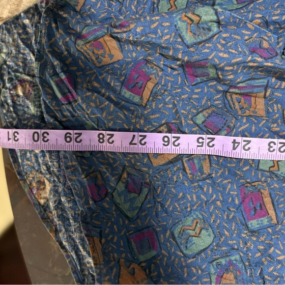 Vintage Men's Geometric Patterned Blue Shirt - Picture 9 of 9